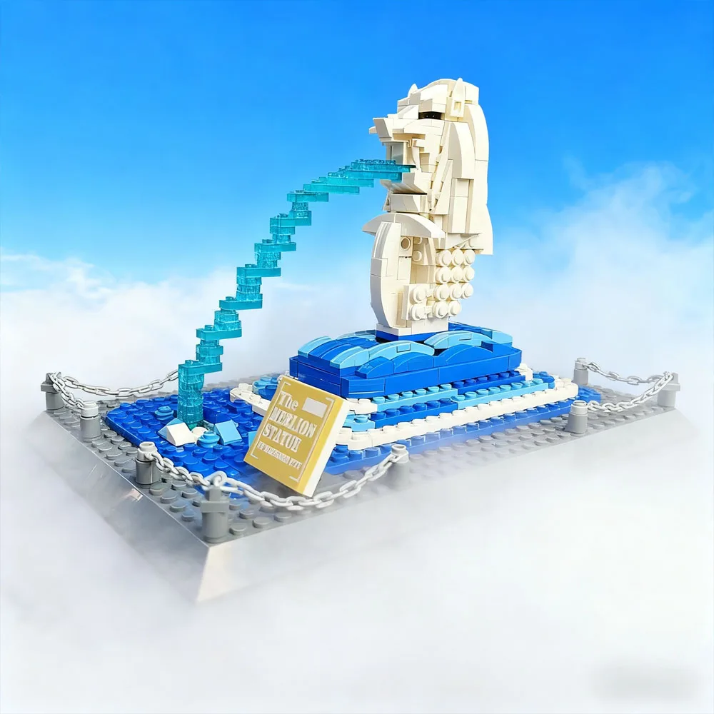 

503 шт., модель Merlion Statye в Сингапуре, строительные блоки, архитектурное украшение комнаты, вид на улицу, подарок на Рождество и день рождения