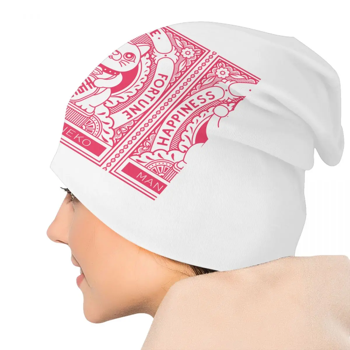 مخصص Maneki Neko بونيه قبعة متماسكة قبعة الرجال النساء كول للجنسين محظوظ قطة الحظ شتاء دافئ Skullies Beanies قبعات