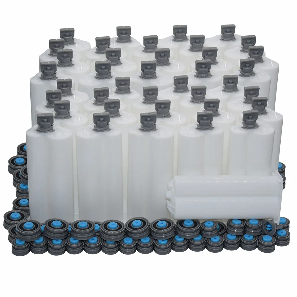 500pcs 2:1 Empty Cartridges 50ml Epoxy Resin AB Glue Tube with Sealing Pistons for 50ml AB Glue Gun 2:1 Adhesives Dispenser Tool