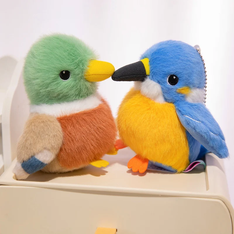 1Pc 12cm Lovely Bird Plush Toys Kawaii Budgerigar Mallard Kingfisher Dolls Plush Pendant Toy Adorable Decor Birthday Gift