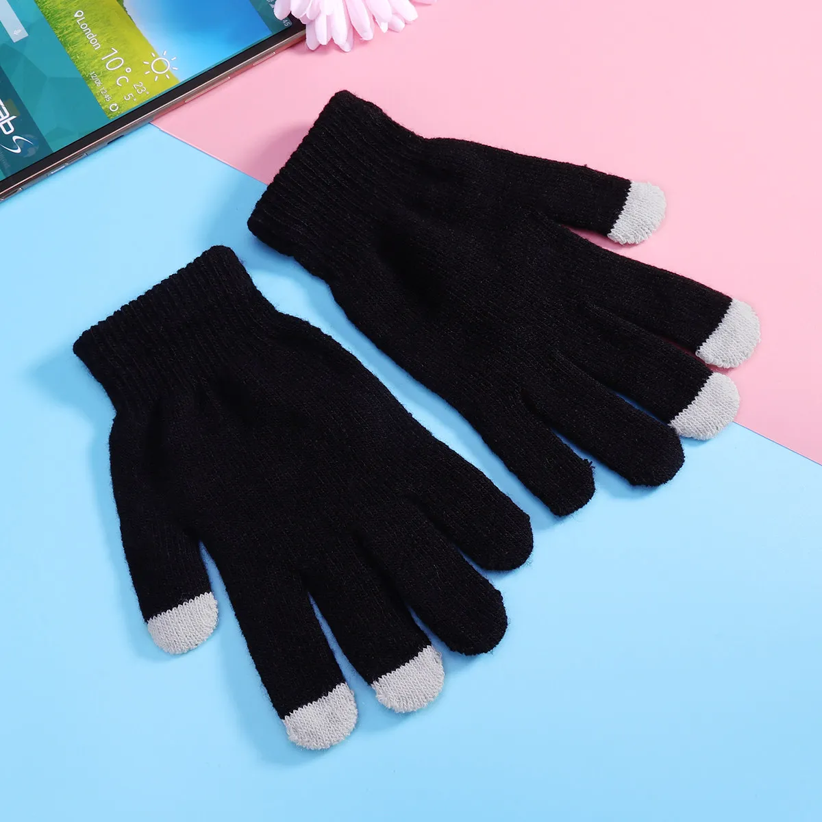 

Winter Touch Screen Gloves Unisex Warm Acrylic Knit for Smartphones Tablets Texting Hiking Climbing Birthday Christmas Gift