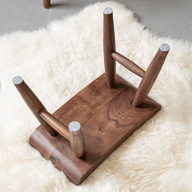 Rural wooden stool Walnut square stool American meals stool surface stool children taboret pure real wood bench  home furniture
