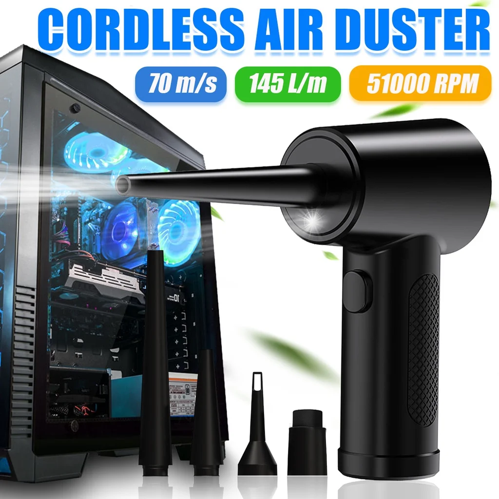 Compressed Air Duster For Computer Keyboard PC Car Clean 51000 RPM USB Charging Portable Electric Dedusting Wireless Air Blower