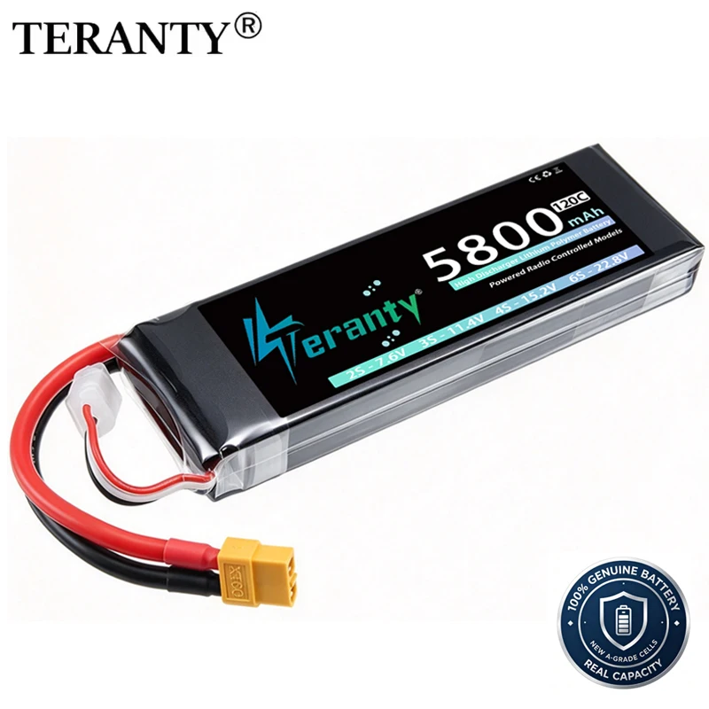 1/2pcs TERANTY 7.6V LiHV Battery 2S 5800mah 120C Lipo Battery with T/XT60/XT90 Plug RC Car Truck Boat Helicopter Airplane