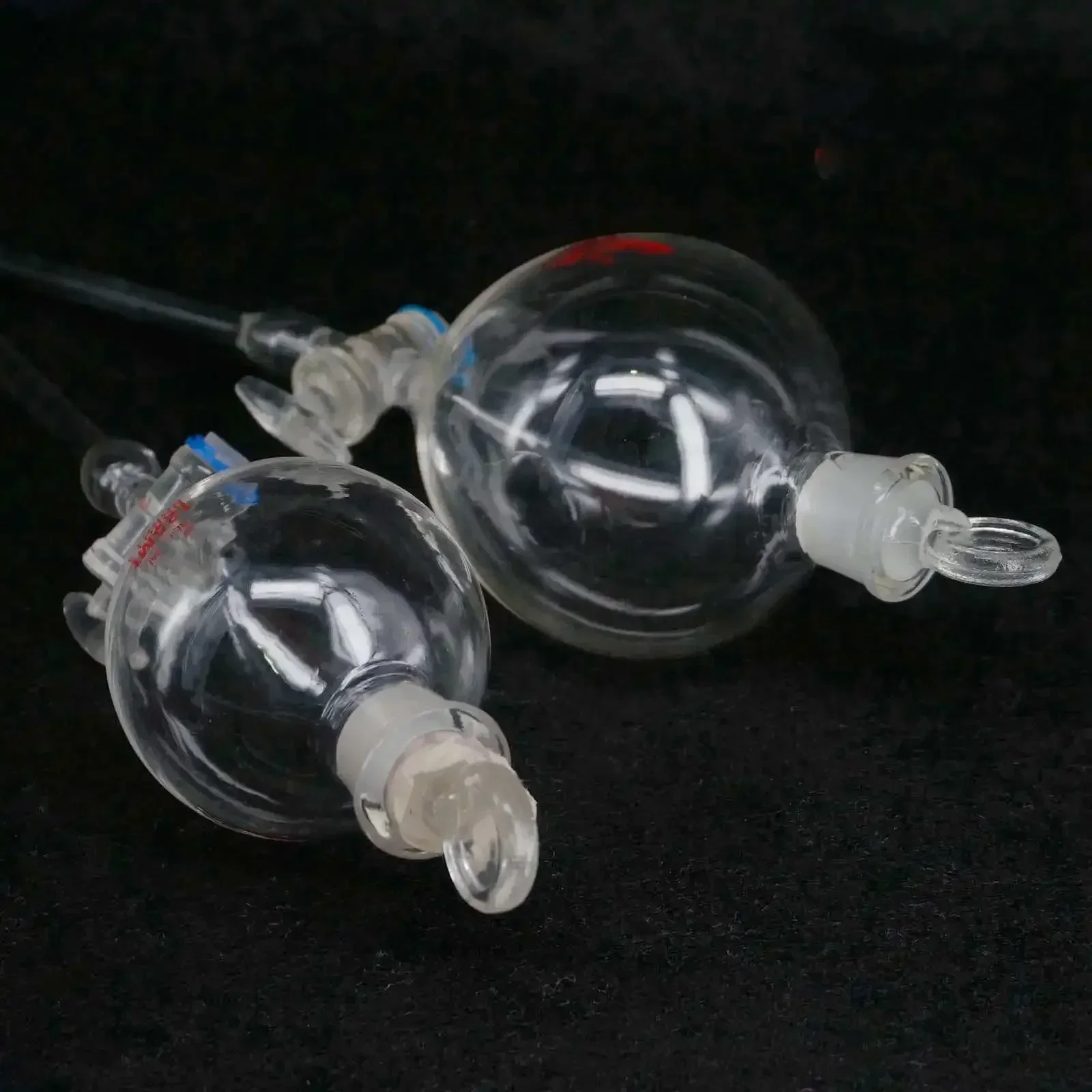60ml 125ml 250ml 500ml Lab Borosilicate Glass Dropping Funnel Ball Shape With Glass Stopcock Metering Tool