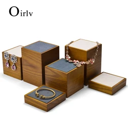 Oirlv Wooden Jewelry Display Props Beige Solidwood Necklace Ring Earring Bracelet Jewelry Rack Wooden Jewelry Display Rack Stand