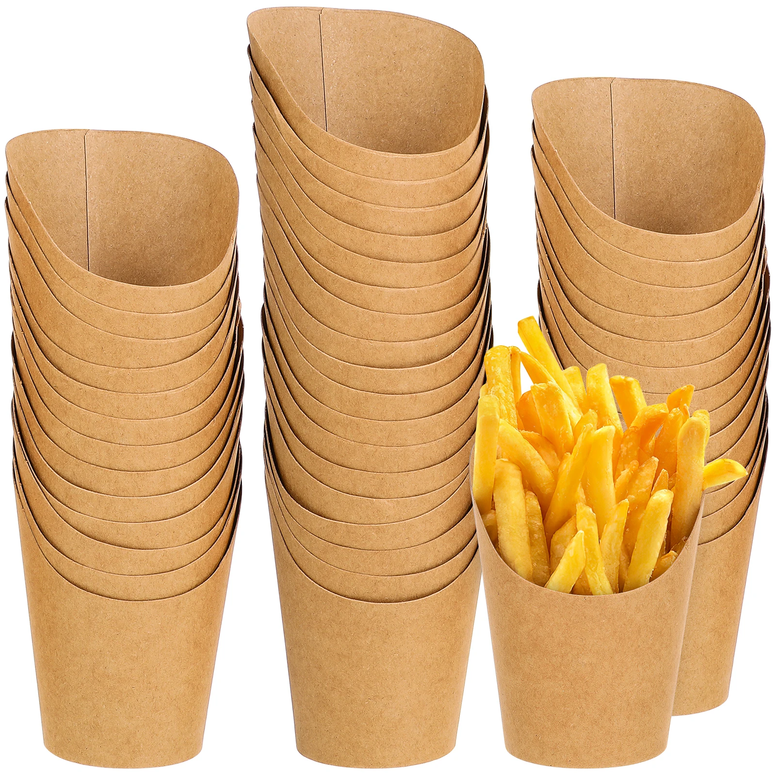 

100 Pcs Kraft Paper Ice Cream Cups Disposable Food Containers French Fries Holder Snack Dessert Eco Friendly Soybean Milk Shop