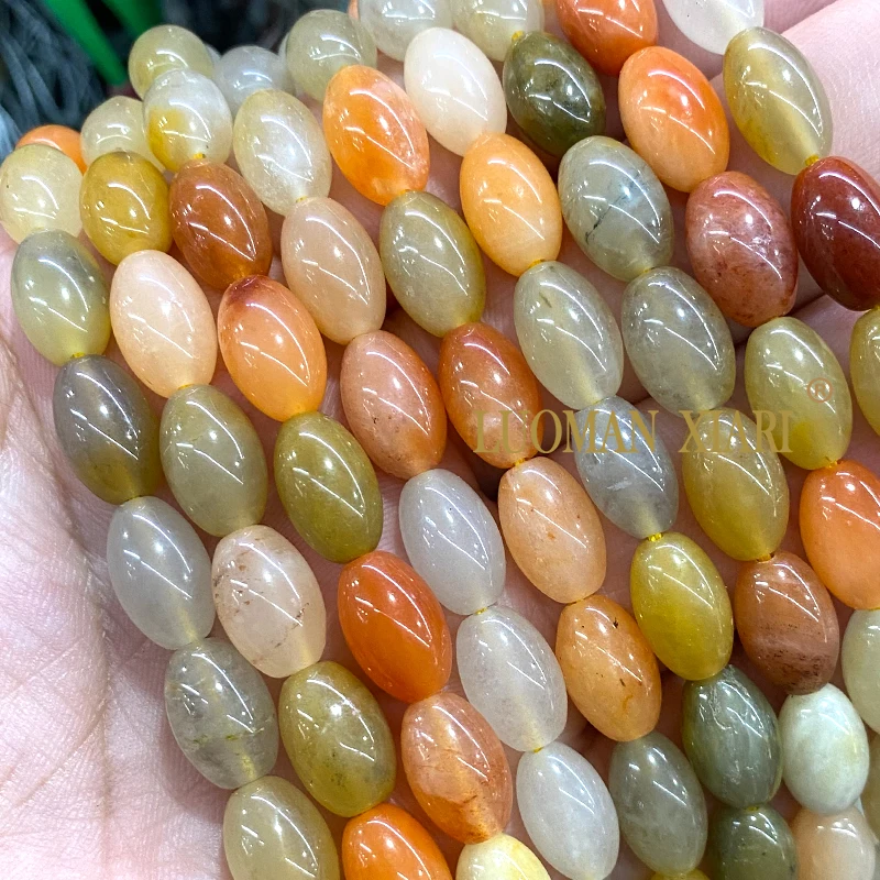 8x12MM Oval Naturstein Gobi Jade Gelber Topas Lose Reis Spacer Perlen für Schmuck Machen DIY Armbänder Charms Zubehör – Detail 2