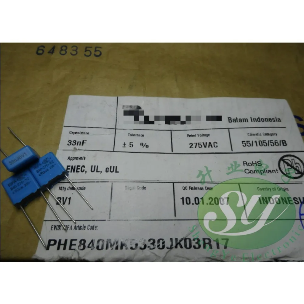 

20PCS 0.033uf/275vAC 33nf 333 brand-new 8mm film capacitor PHE840MK5330J