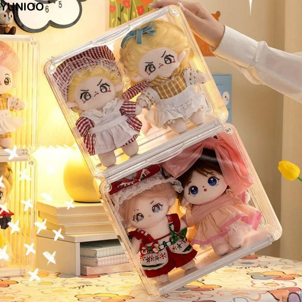 Transparent 20cm Cotton Doll Storage Box Diy Hand-made Removable Plush Doll Display Stand Acrylic Large Capacity