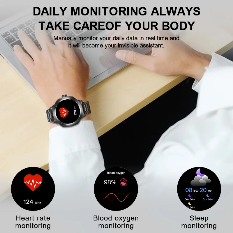 Nieuwe heren 2-in-1 headset smartwatch Bluetooth-oproep Hartslag Gezondheid Muziek Koptelefoon Horloges Sport NFC Smartwatches Rekenmachine