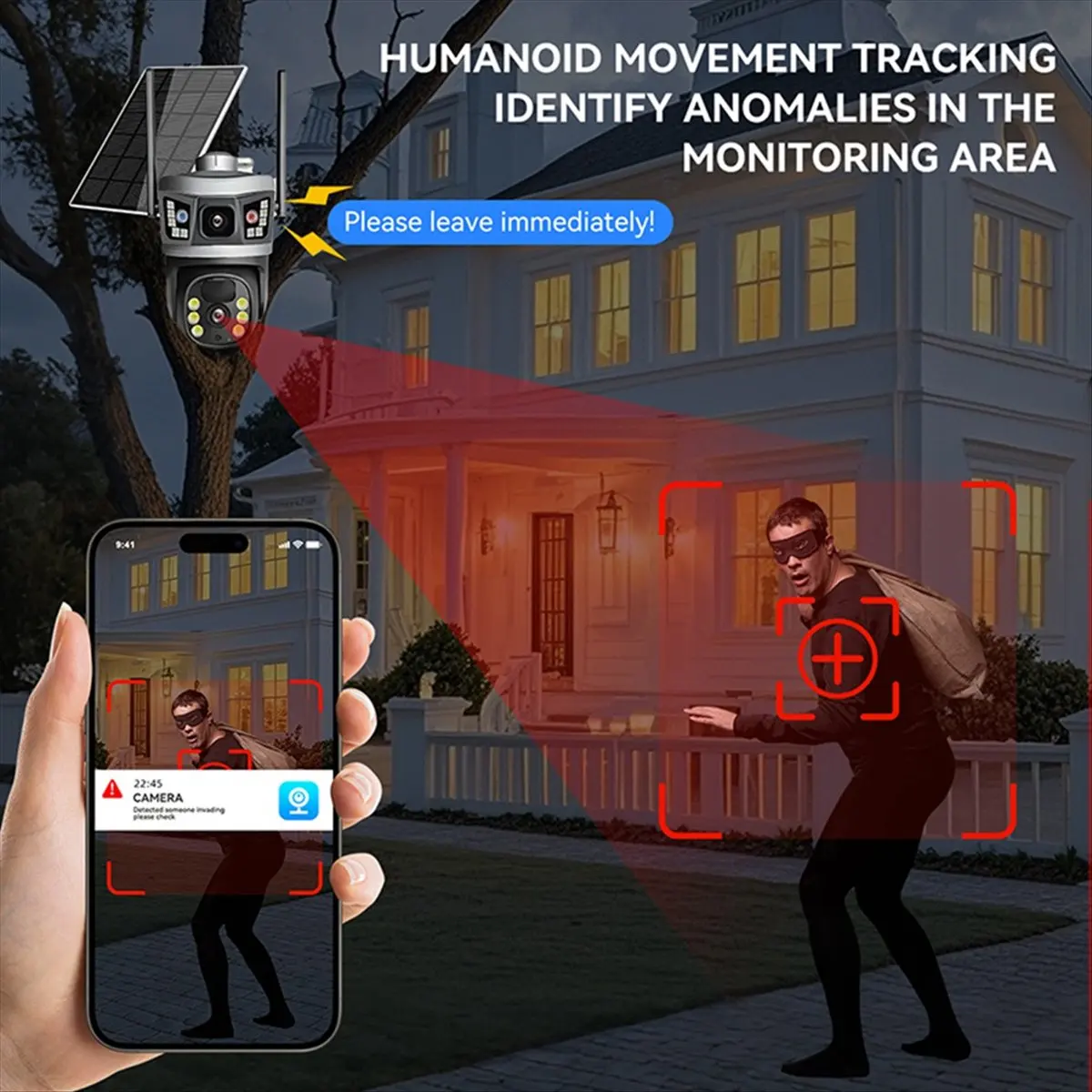 #(Upgraded)6MP V380Pro Dual Lens Solar Power WIFI IP Dome Camera Full Color AI Humanoid Detection Home Security CCTV Baby Monito