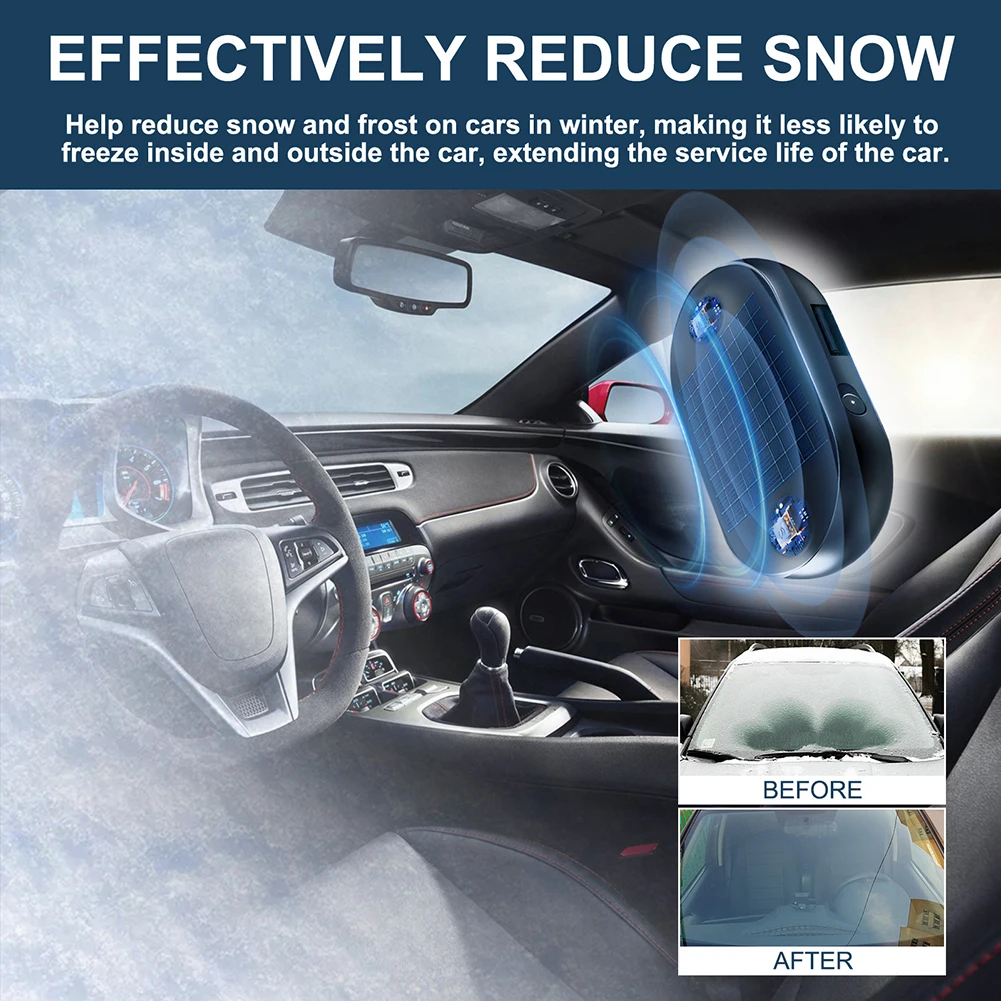 Car Electromagnetic Antifreeze Snow Remover Solar Powered Car Defroster Windshield De-Icer Portable Snow Removal Tool for Winter