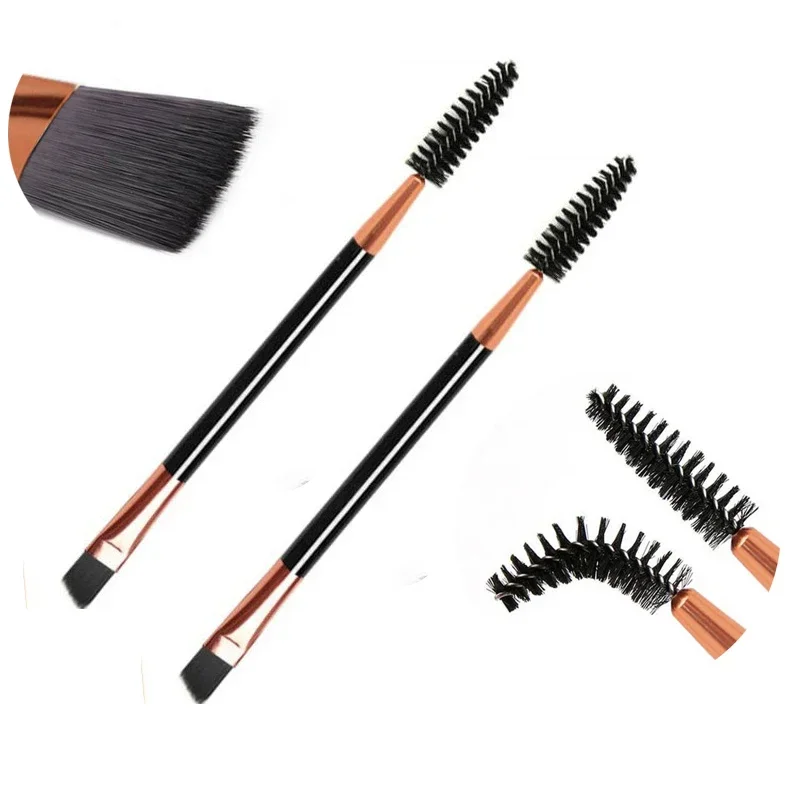 Eyebrow Eyeliner Brush Spoolie Brush and Angled Brow Brush Eyelash Brush Professional Double Head Eyes Makeup Tools 1PCS