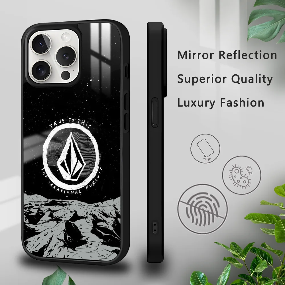 Popular muito luxo simples marca v-volcom caso de telefone para iphone 16 15 14 13 12 11 pro xs max mini plus celulares duro funda