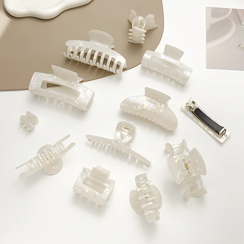 Nowe klipsy z octanu syreny dla kobiet Retro Clamp Back Head Hairpin Shark Hiar Clips Girls Crab Barrettes Akcesoria do włosów