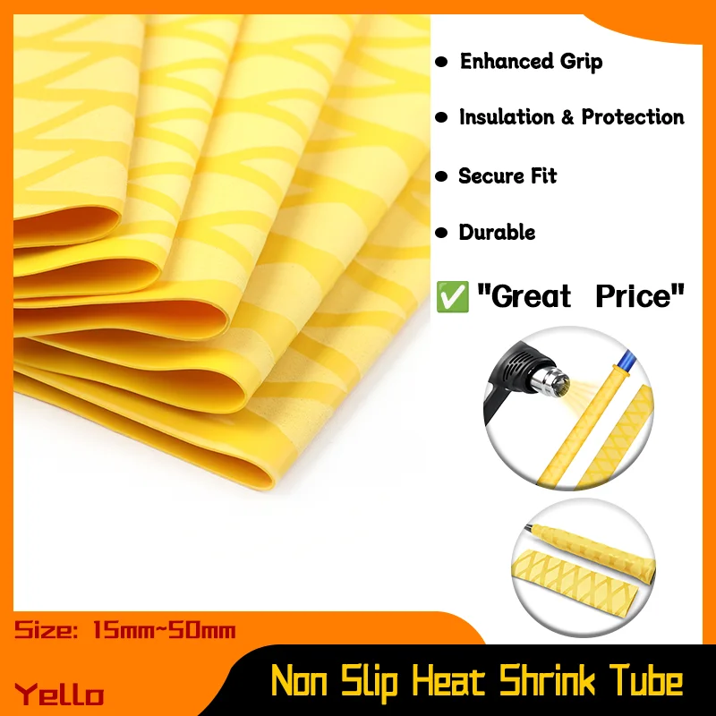 

Dia. 15mm ~ 50mm DIY Insulation Waterproof Racket Handle Bar Cover Case 1M/pc Yellow Anti-slip Heat Shrink Fishing Rod Wrap Tube
