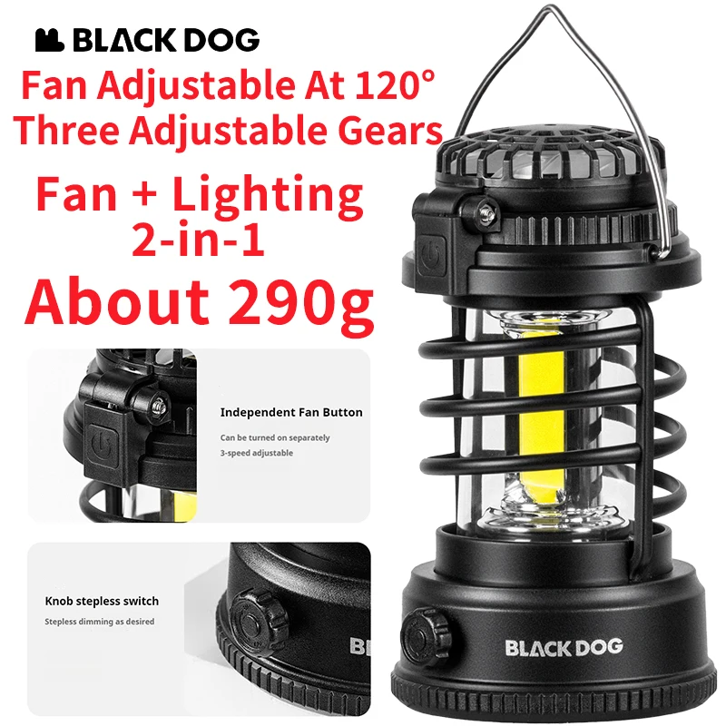 

Naturehike BLACKDOG Outdoor Fan Light With 120° Adjustment Long-Lasting Battery Life Of About 290g Knob Style Infinite Dimming F