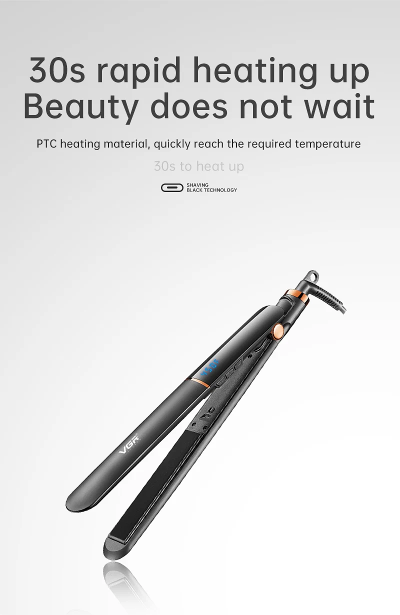 VGR Elektrische Haarbürsten Keramik Lockenstab Schwarz Trockner und Glättbürste Haarstylingbürste 45