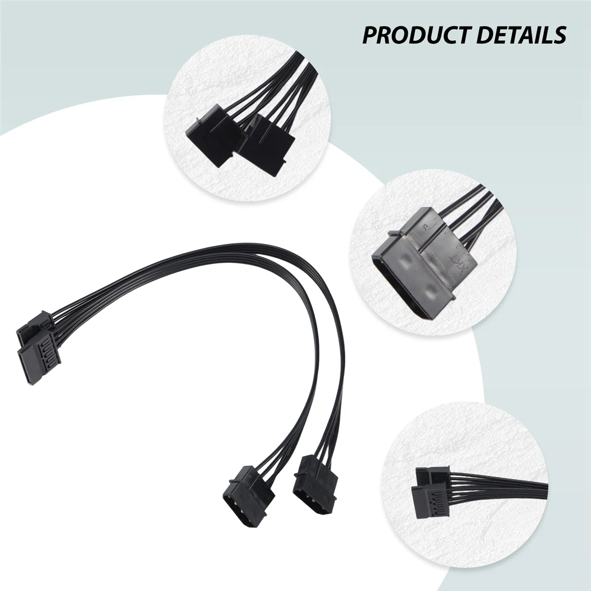 N35R_DU Molex IDE Convertidor de corriente SATA macho de 4 pines a hembra de 15 pines, paquete de 2