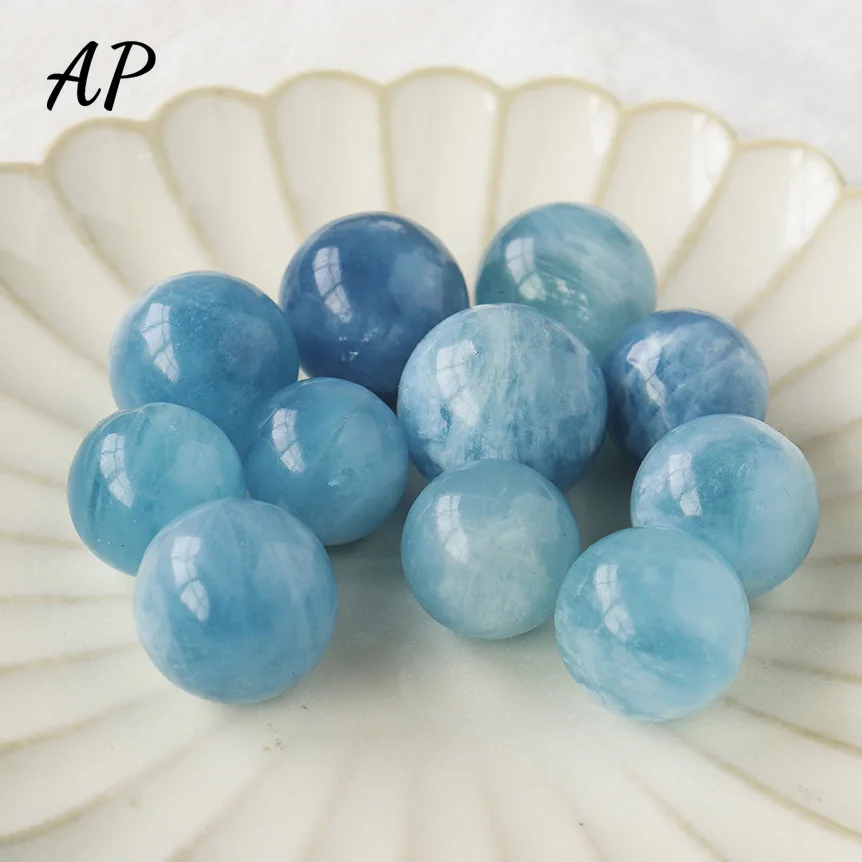 

1PC Exquisite Natural Crystal Aquamarine Ball Crafts Healing Polished Blue Gem Sphere DIY Jewelry Making High-Quality Gift