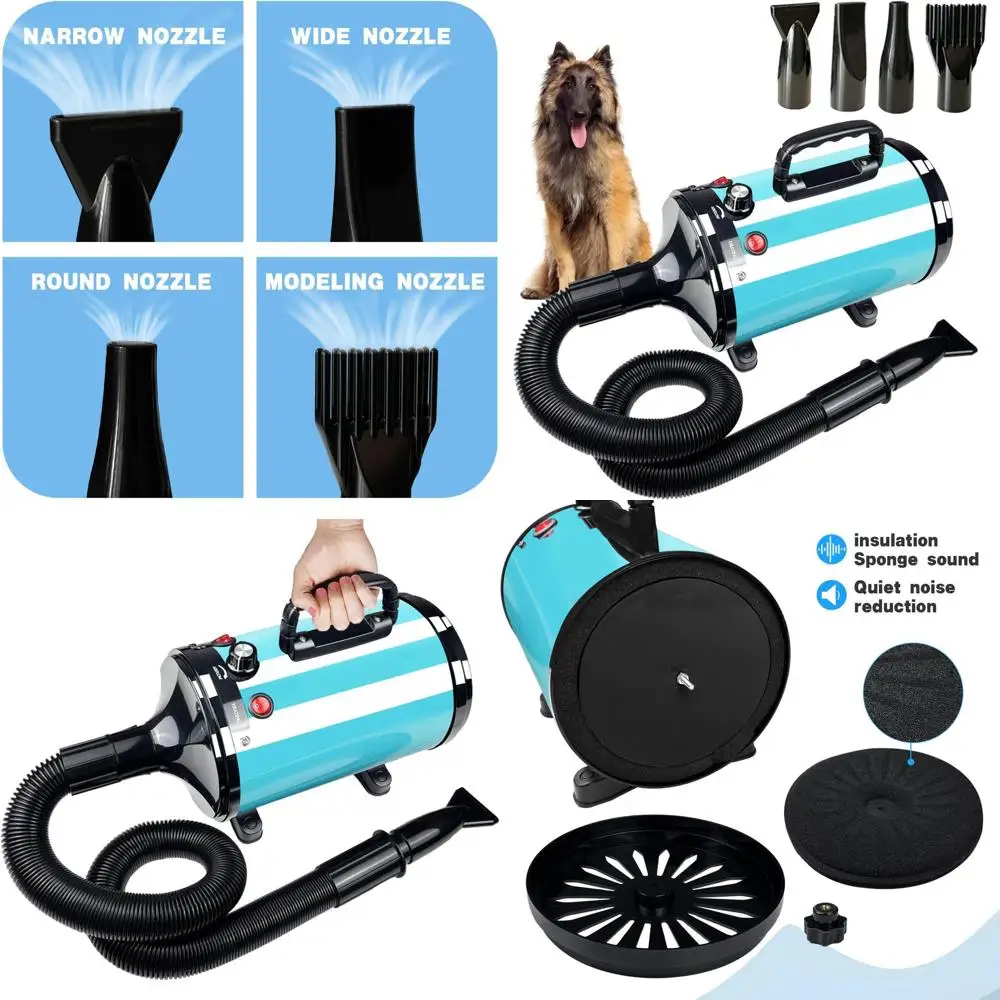 

Высокоскоростная сушилка для груминга животных с регулируемой температурой и 4 насадками для профессионального ухода за шерстью