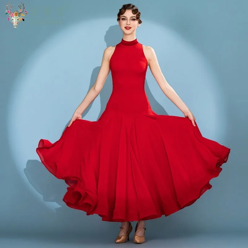 

Modern Dancing Clothing Elegant Crystal Cotton National Standard Ballroom Dresses Waltz Foxtrot Tango Dance Performance Costumes