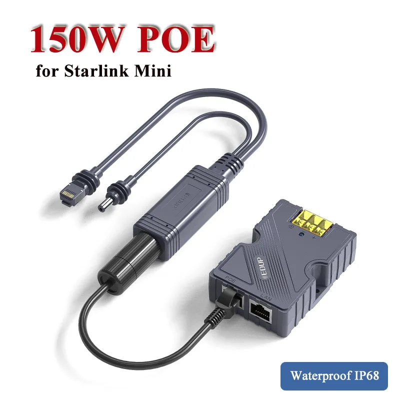 for Starlink Mini Power Cable Splitter IP68 150W POE 100W Gigabit POE Splitter with DC RJ45 Interface1000Mbps for Portable Mini