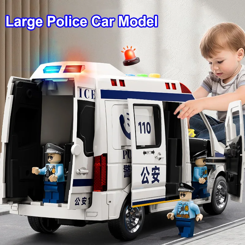 

Super Large Police Car Model Set with Simulated 5-door Music Story Ambulance Fire Truck with 3 Figurines Children's Car Toy Gift