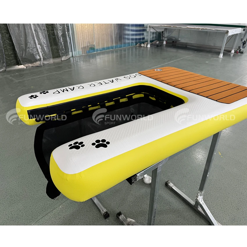 New Sale in Usa Double Wall Fabric Inflatable Pup Plank Dog Water Ramp Floating Platform Inflatable Dog Ramp