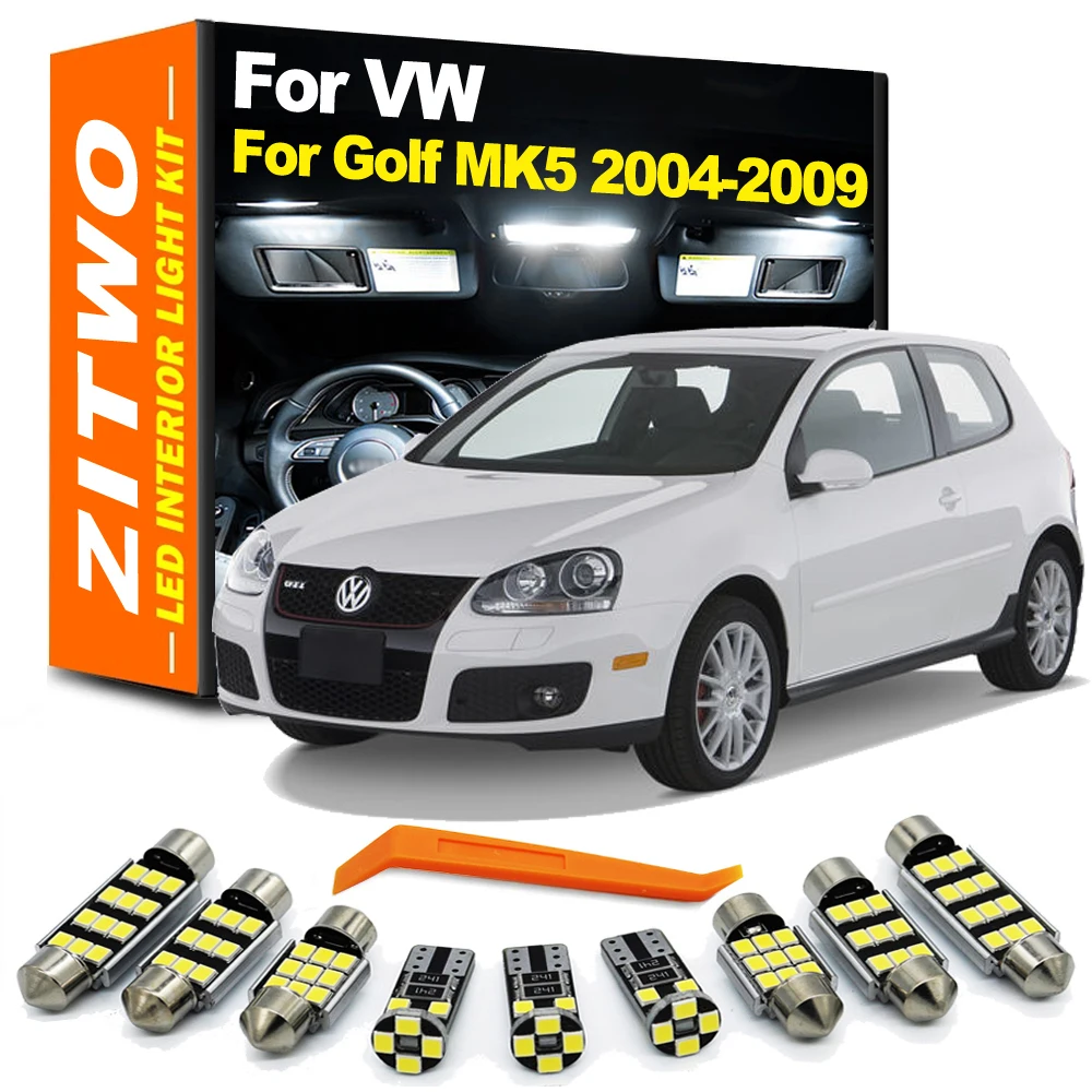 ZITWO 14-częściowy kompletny zestaw oświetlenia wewnętrznego LED do VW Volkswagen Golf MK5 5 V GTI 2004 2005 2006 2007 2008 2009
