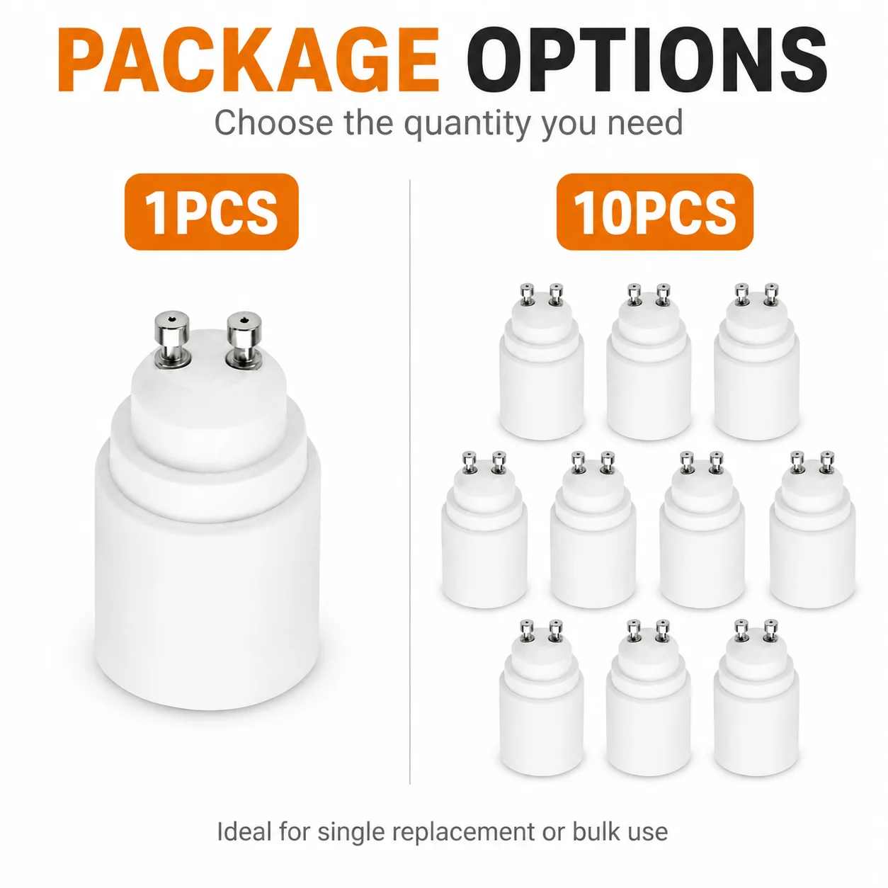 JOYINLED 1/10PCS GU10 To E27 Lamp Holder Adapter, GU10 Male To E27 Female Edison Screw Socket Converter for LED Bulbs, White Set