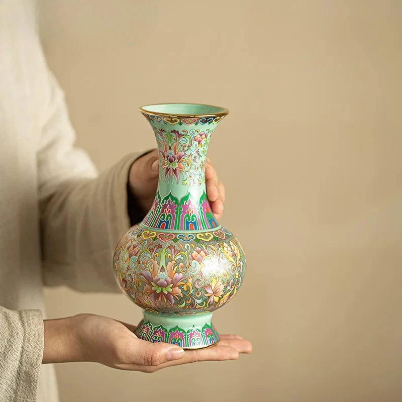 

Handmade Colour Enamels Art Vase Vintage Flower Basket Home Decorations Plant Pot Household Flowerpot Teaset Decoration Crafts