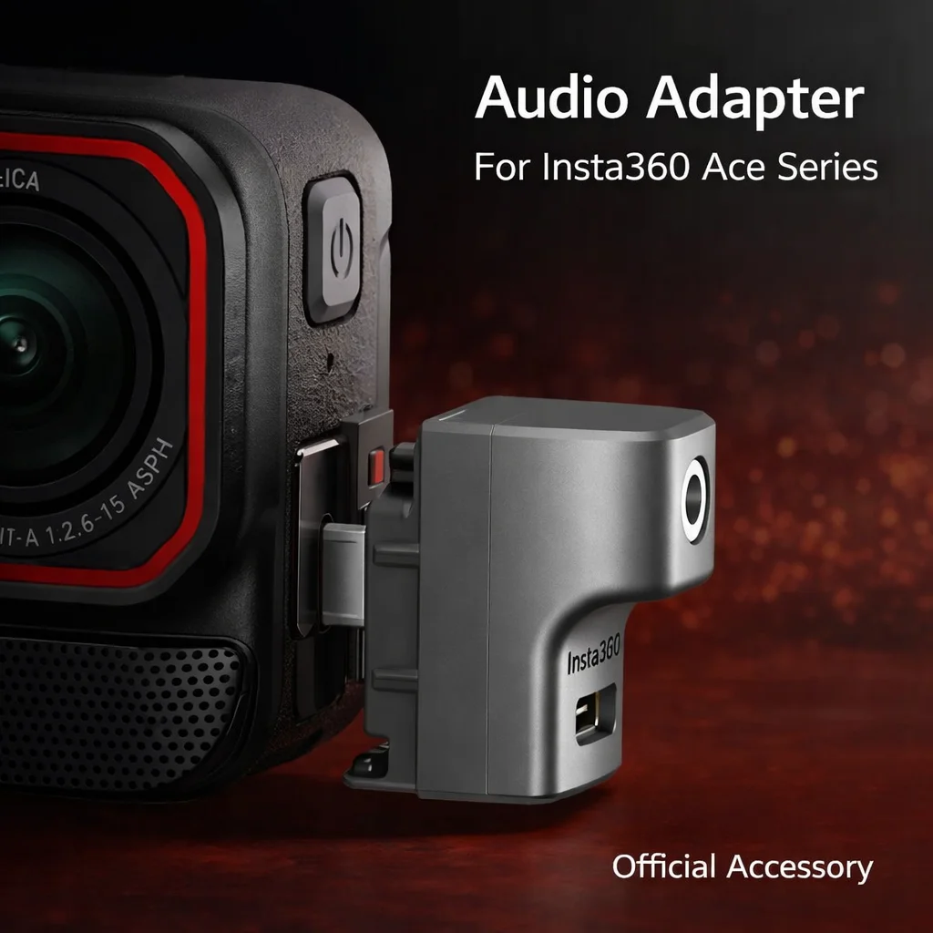 

Аудиоадаптер для Insta360 Ace Pro 2/Ace Pro/Ace с разъемом 3,5 мм для микрофона и портом USB-C для зарядки, аксессуар для камеры
