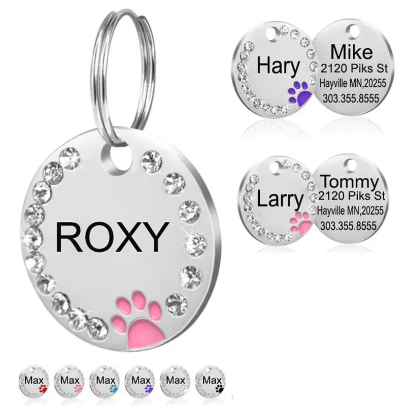 Etiqueta de identificación personalizada para perros y gatos, accesorios de Collar para mascotas, grabado personalizado, nombre de dirección