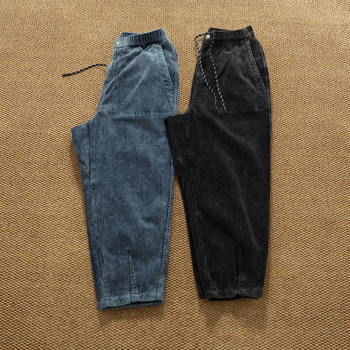 

Autumn and Winter New American Retro Heavyweight Corduroy Elastic Waist Cargo Pants Men's Fashion Loose Straight Casual Trousers