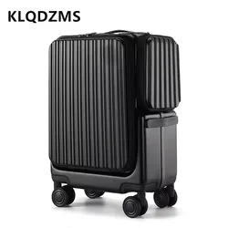 KLQDZMS-Mala de cabine com carregamento USB, caixa de embarque multifuncional, carrinho de abertura frontal, bagagem de viagem de mão, 20 polegadas