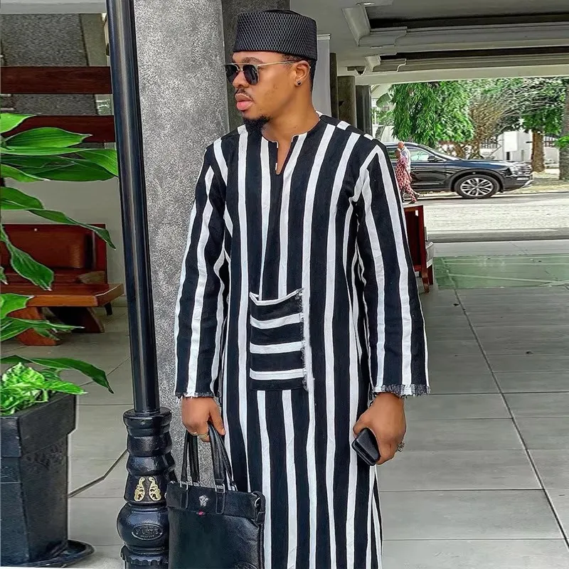 Jubba Thobe untuk Pria Pakaian Muslim Islami Fashion Maroko Arab Saudi Dubai Oman Dewasa Lengan Panjang Ukuran Kasual Kaftan