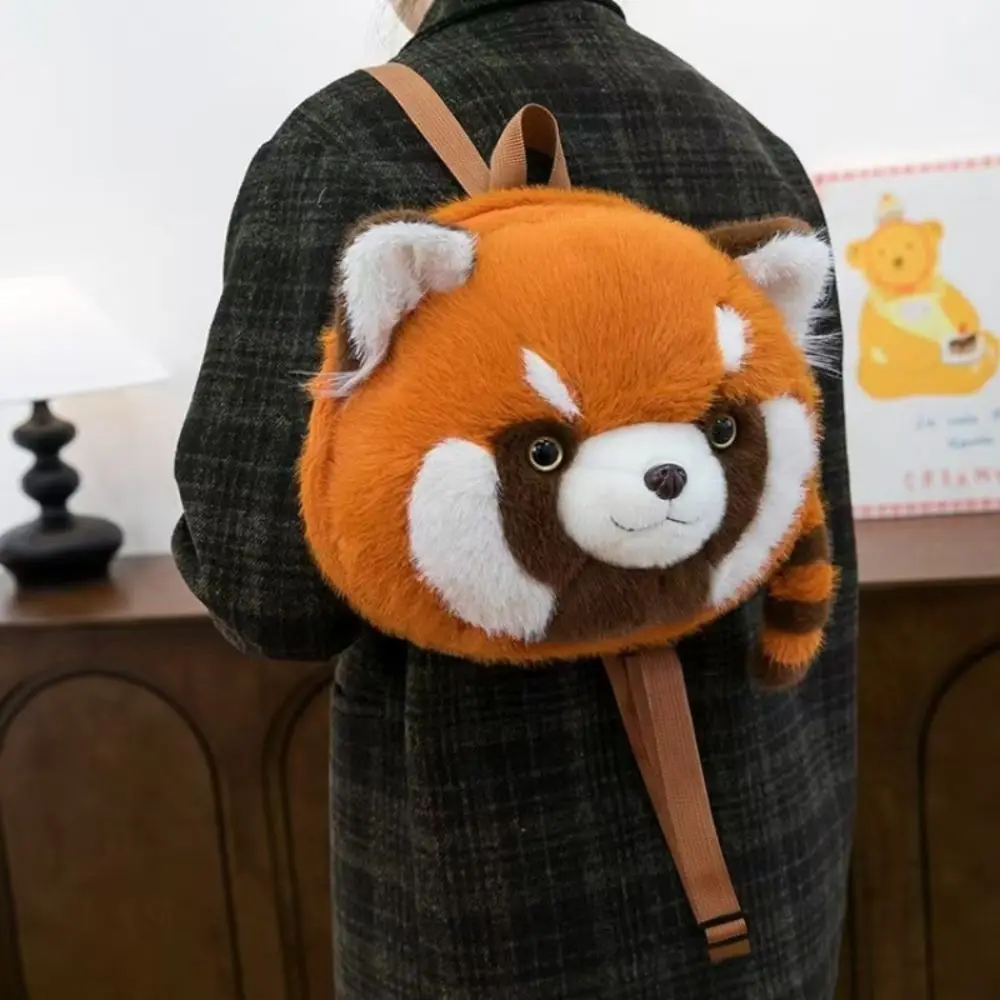ぬいぐるみレッサーパンダぬいぐるみバッグ花かわいいアライグマバックパック大容量ぬいぐるみぬいぐるみランドセル幼稚園