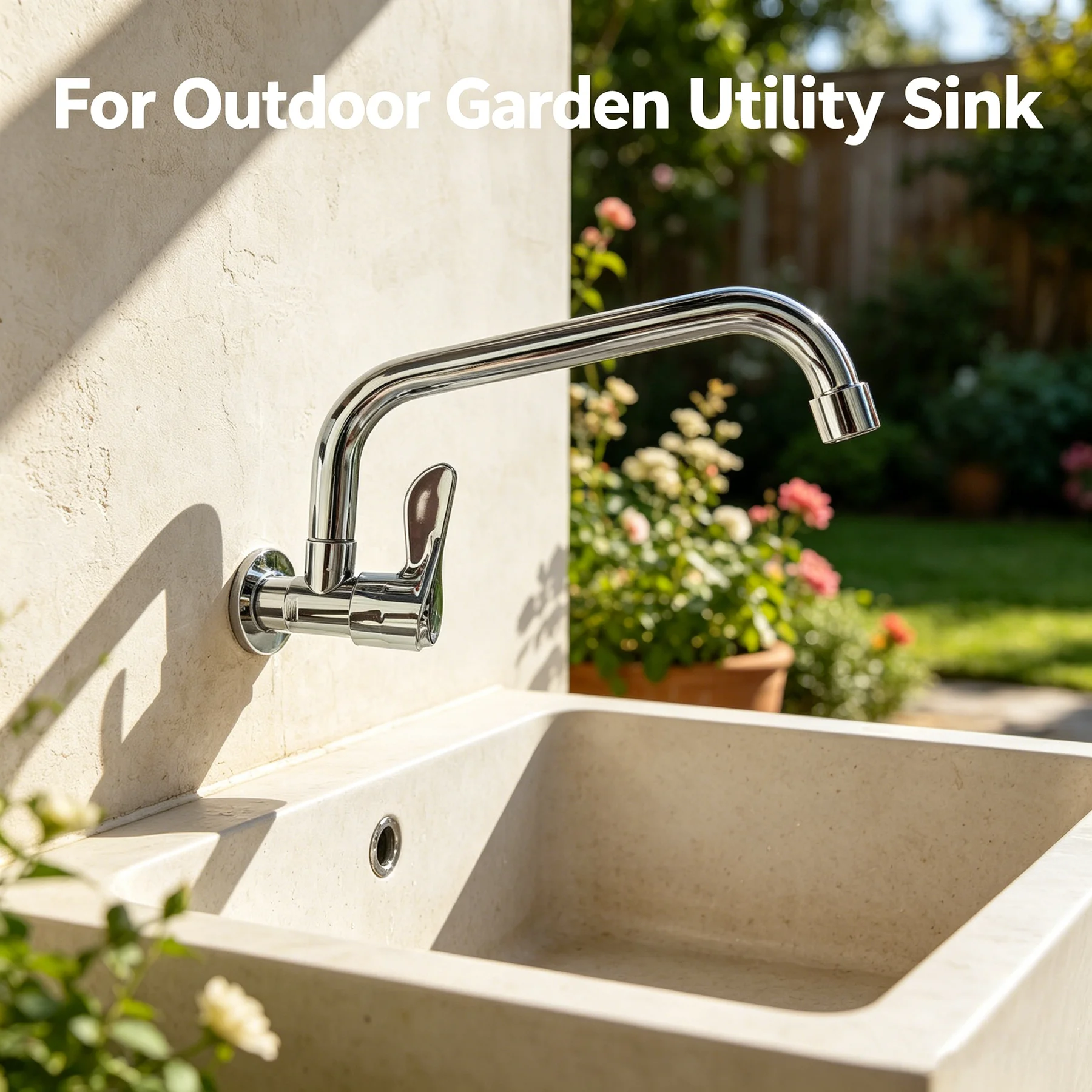 Wall-Mounted Single Cold Water Tap 360° Rotatable 4-Way Split Interface for Kitchen Sink