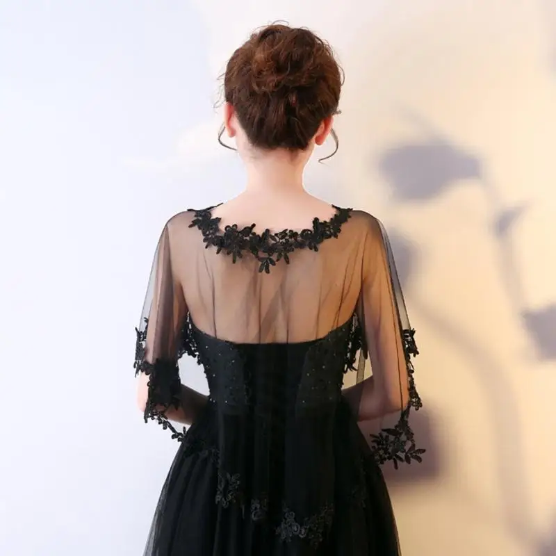 

A52E Lightweight Lace Bridal Capelet Shawl Easy Slip On Design Shoulder Wrap For Outdoor Weddings And Photography