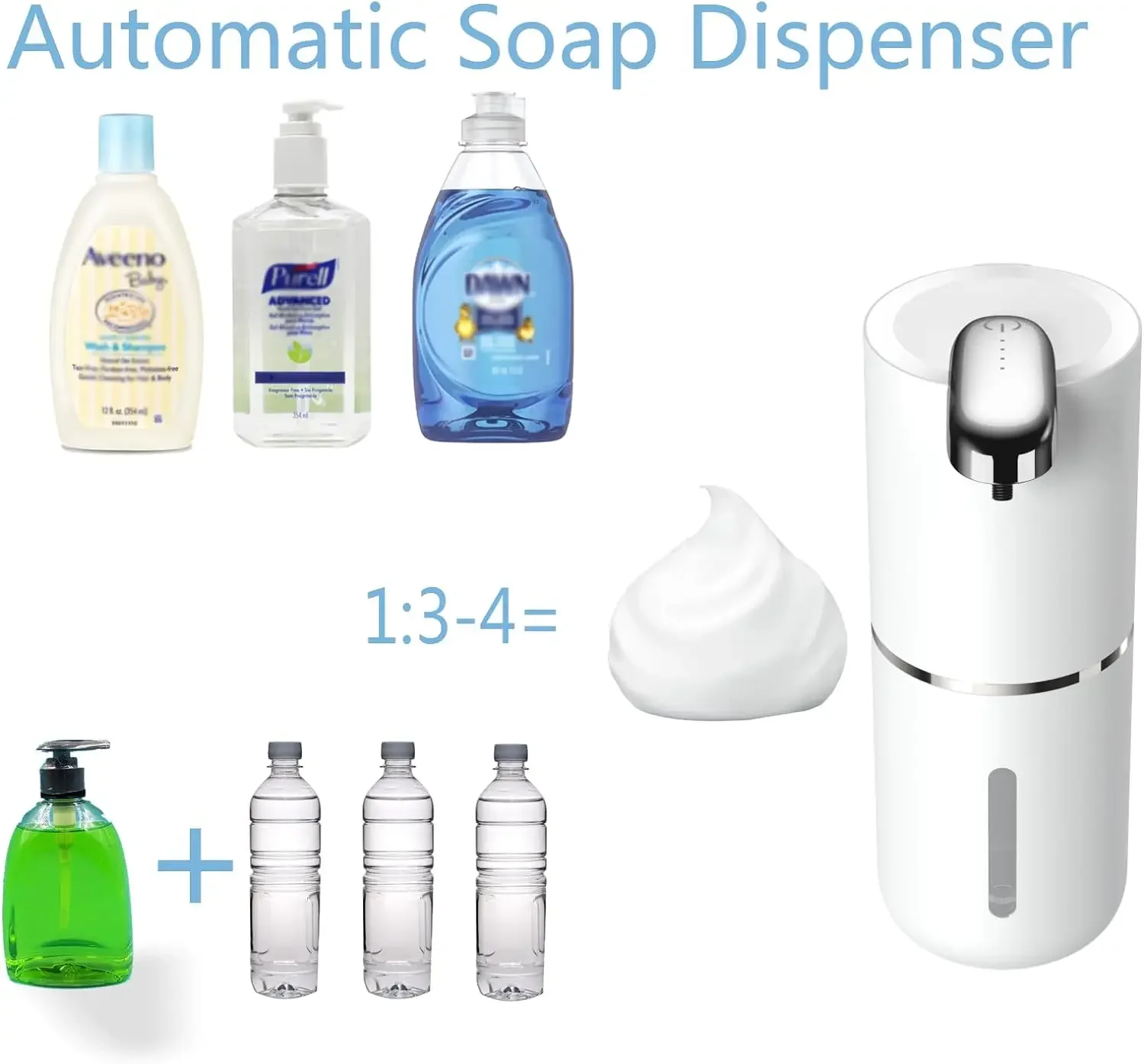 380ml Electric Sanitizer Dispenser Electric Wall Mounted Motion Sensor Waterproof Soap Dispenser Pump for Bathroom Kitchen Dish