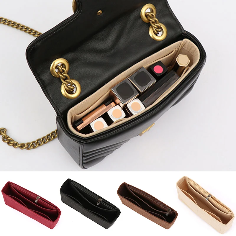 Make Up Organizer Felt Insert Bag Women Travel Inner Bag Organizer Zipper Purse Handbag Liner Cosmetic Storage Bags Inner Pocket