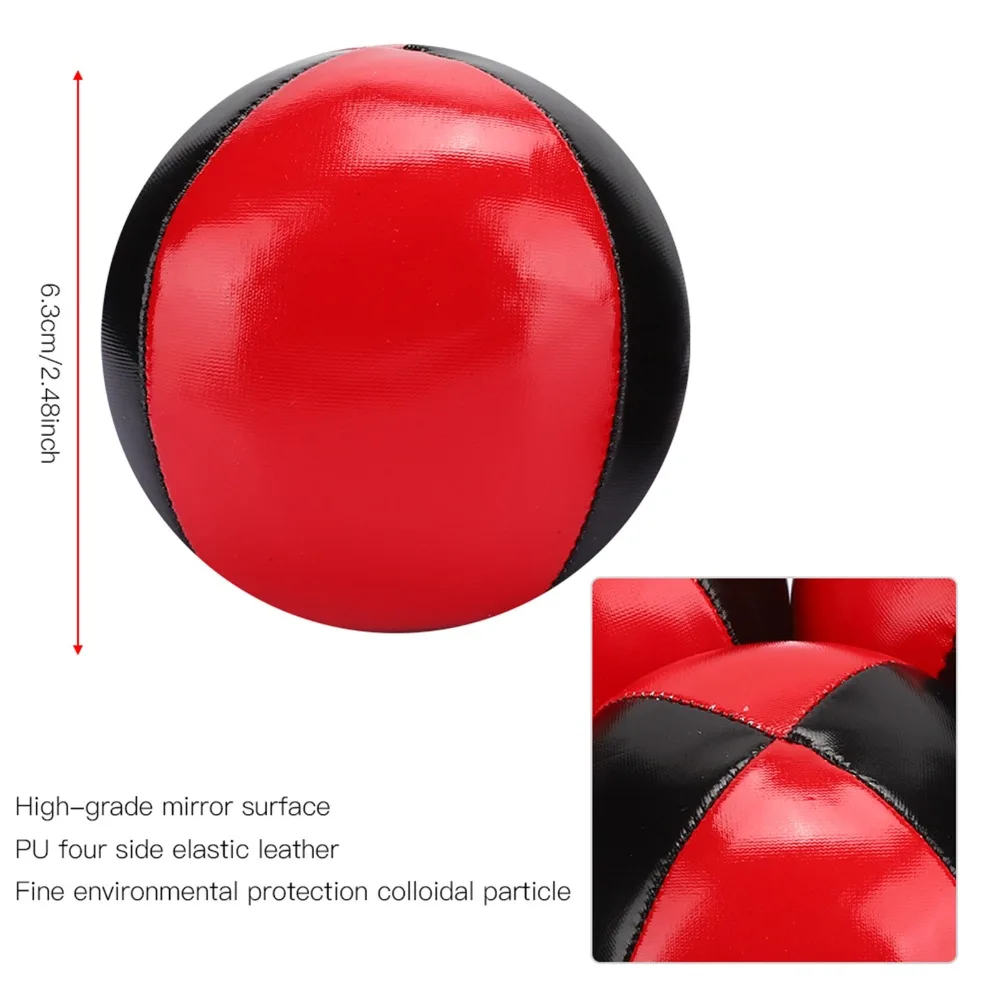 3PCS Speelgoed Bal Rood Zwart Jongleren Ballen Draagbare 6.3CM PU Lederen Jongleren Bal Geen Bounce Jongleren ballen Set Training Ballen
