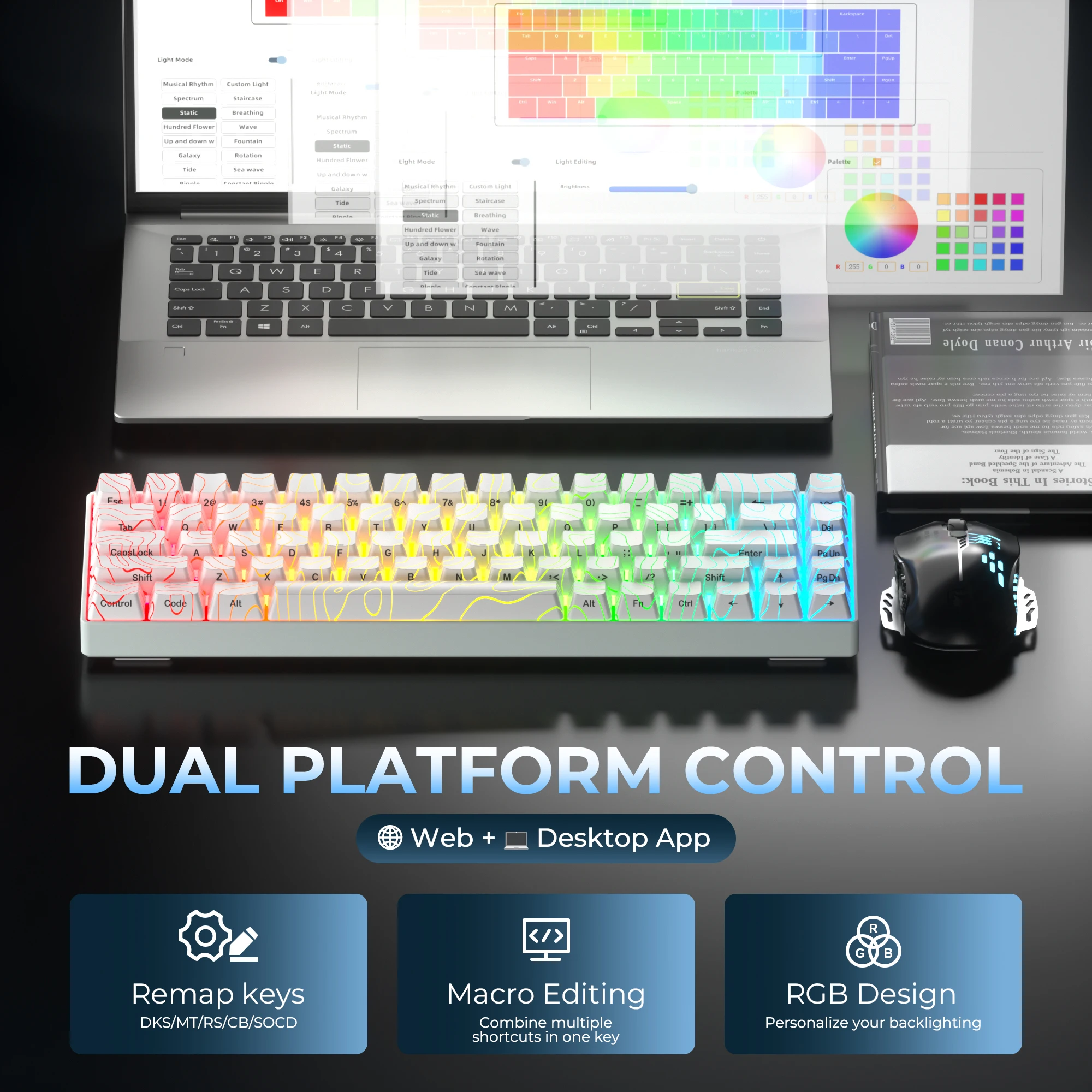 XVX HE68 Keyboard Mekanis Sakelar Magnetik Putih 60% Pemicu Cepat 0.02Mm 8K/1K Kembali 68 Tombol Keybaord Gaming Berkabel