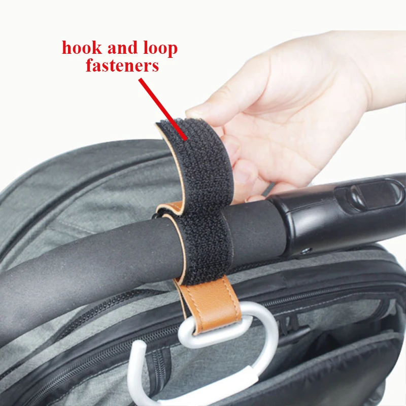 2Pcs Leather Cart Hooks Baby Stroller Hook Rotate 360 Degrees Multifunctional Leather Hooks for Bags Stroller Accessories