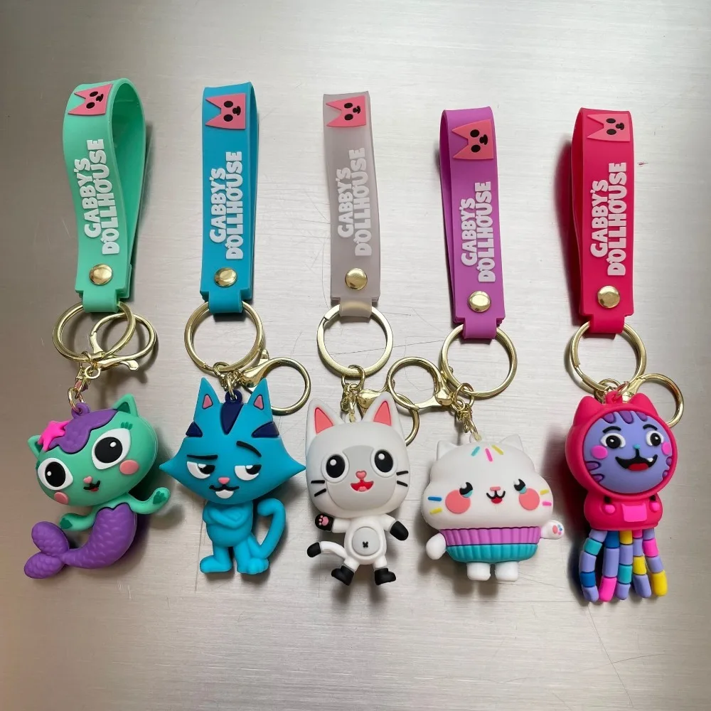 Hot Anime Gabby Dollhouse Keychain Model Doll For Things Bag Ornament Mermaid Cat Dolls Halloween Christmas Day Birthday Gifts