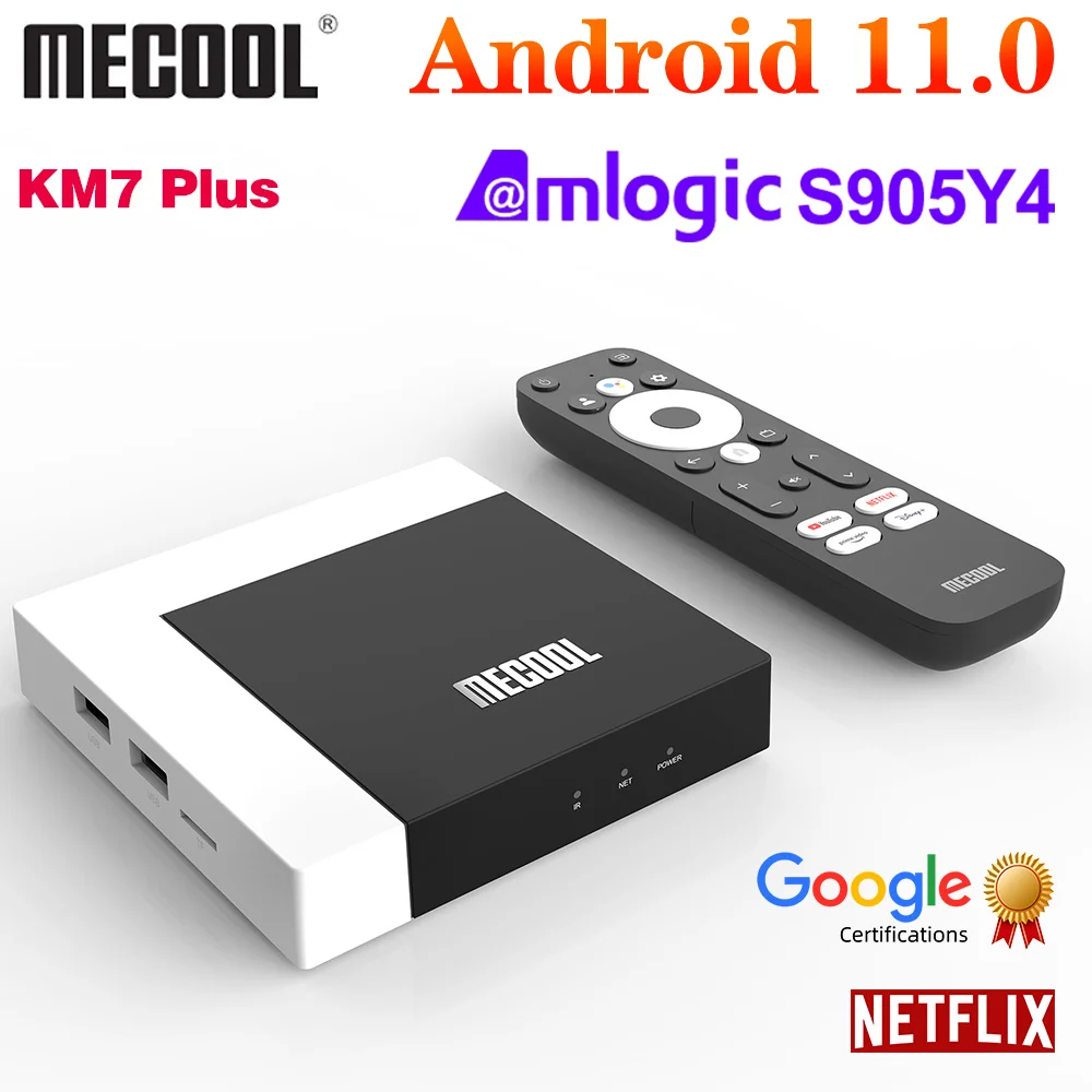 

Mecool KM7 Plus Netflix TV Box Android 11 Amlogic S905Y4 2GB 16GB Google Certified Support AV1 1080P H.265 4K WIFI Set top box