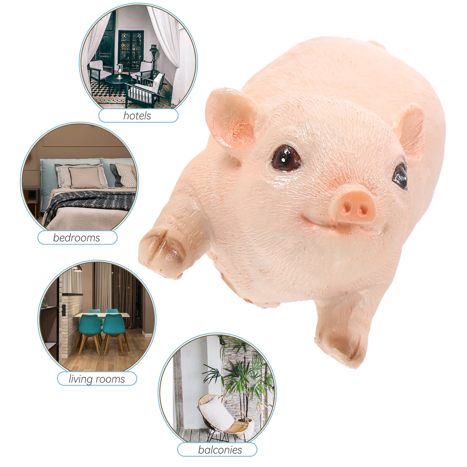 2Pcs Small Pig Decoration Resin Desktop Ornament for Learning Animal Cognition Creative Imagination Educational Home Office