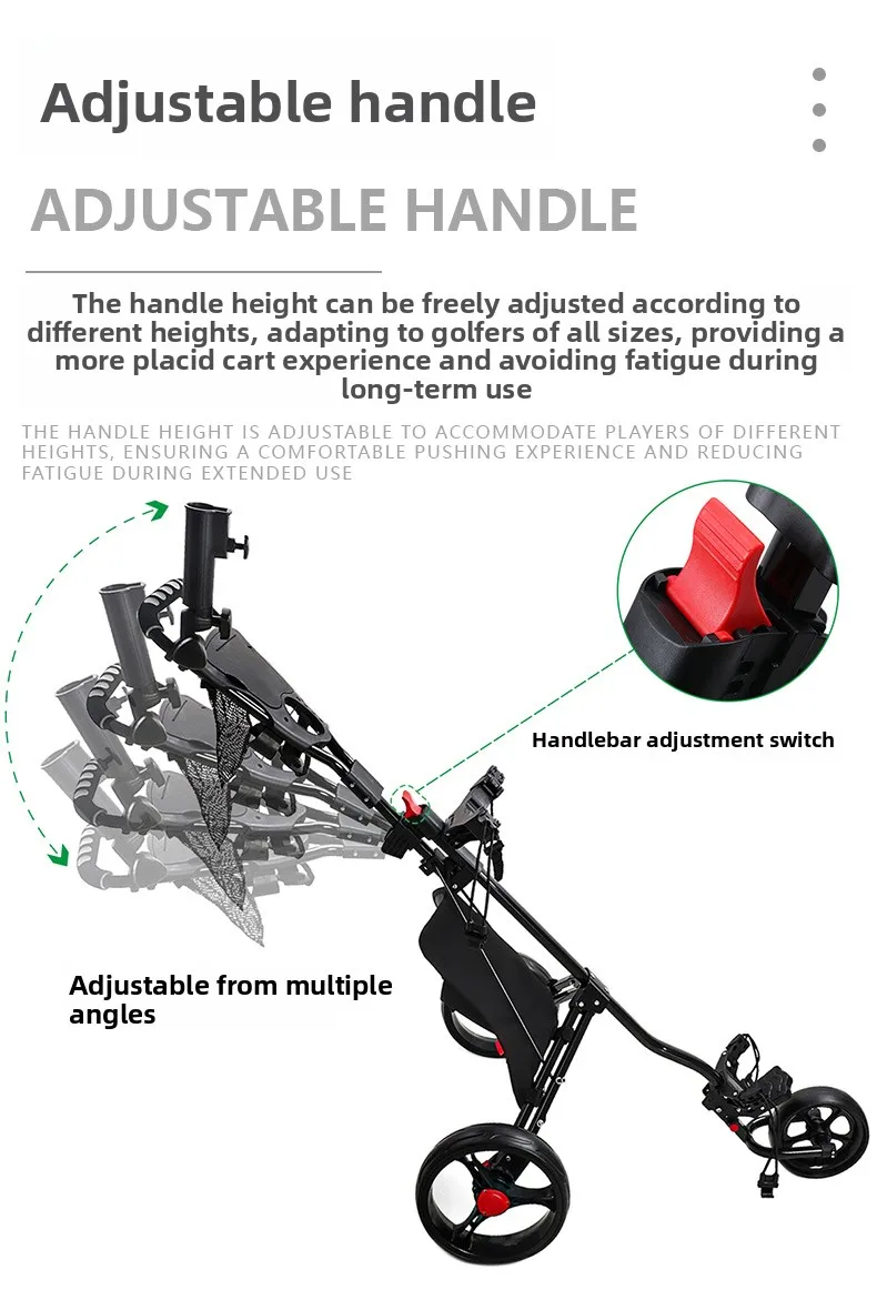 عربة حقيبة الجولف قابلة للطي مع حامل مظلة غلاية #5